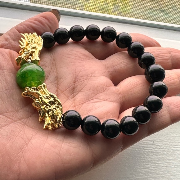 ONYX + AGATE NATURAL STONES BRACELET size 7.5” - Picture 9 of 9